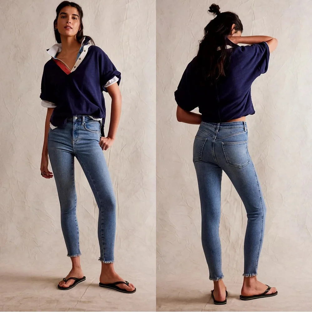 Free People We The Free Raw High-Rise Skinny Jegging Jeans Blue Size 31